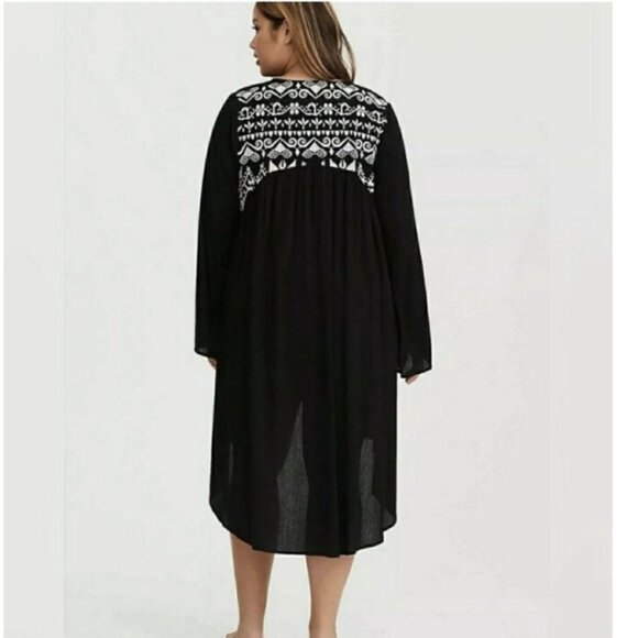Plus Size 3x 4x Torrid Black Swimsuit Coverup cover up embroidered swim - Picture 2 of 4